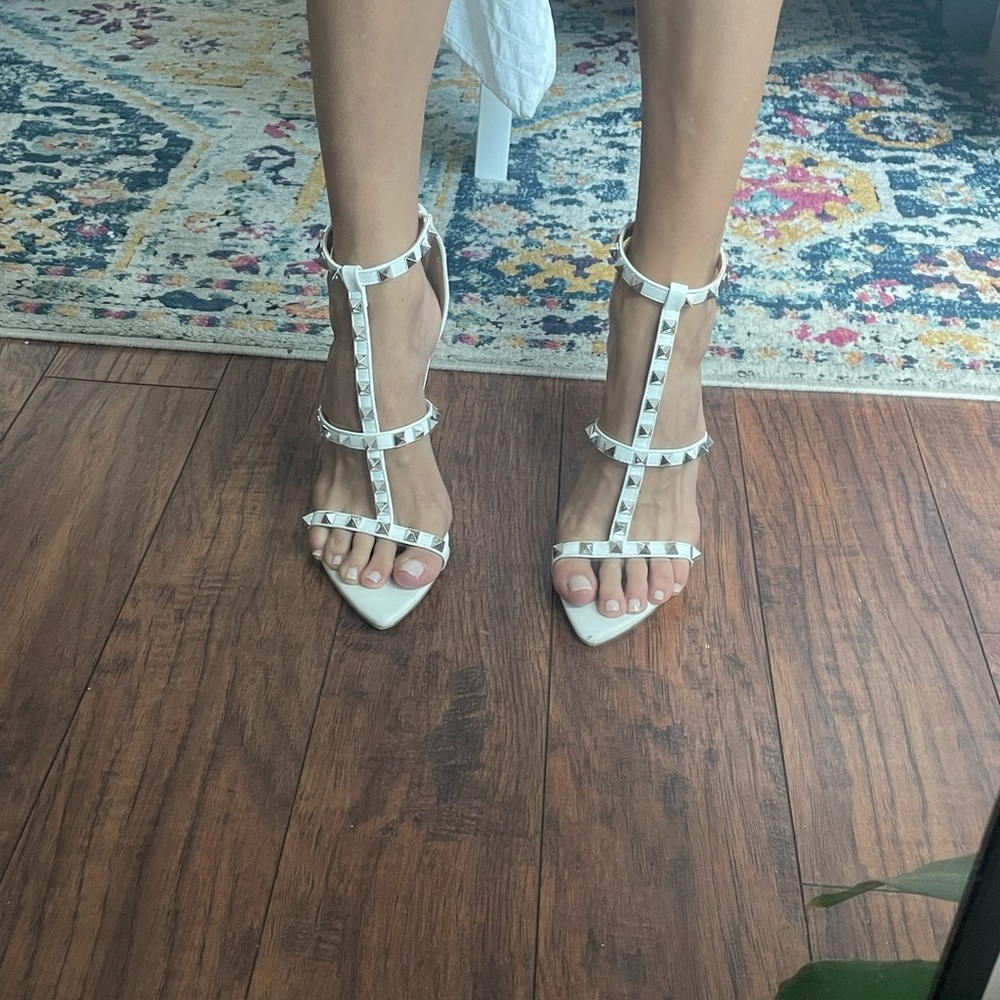 Women's White Studded Sandals